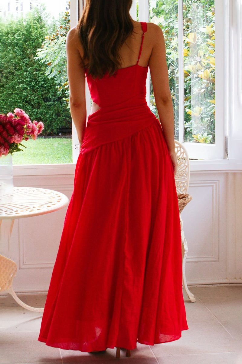 Hollow Out V Neck Sleeveless Dresses