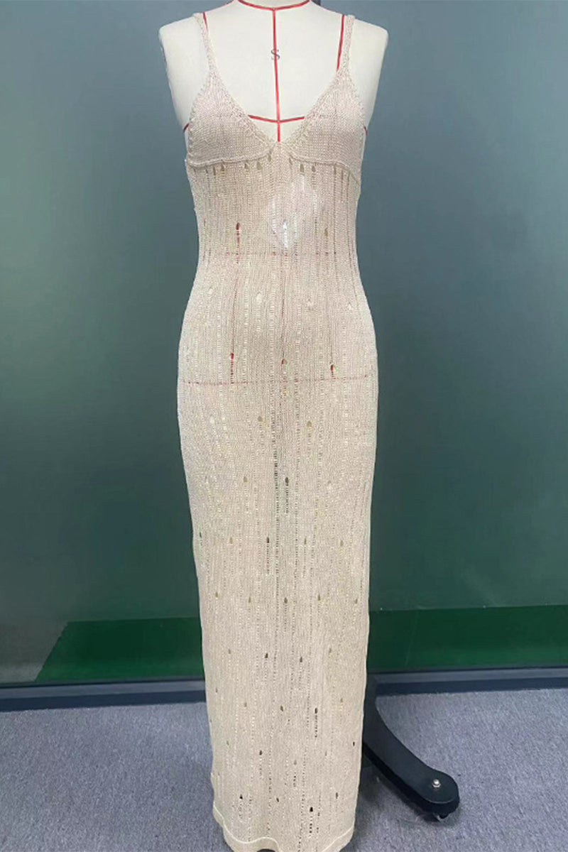 Vacation Slit V Neck Sling Dresses