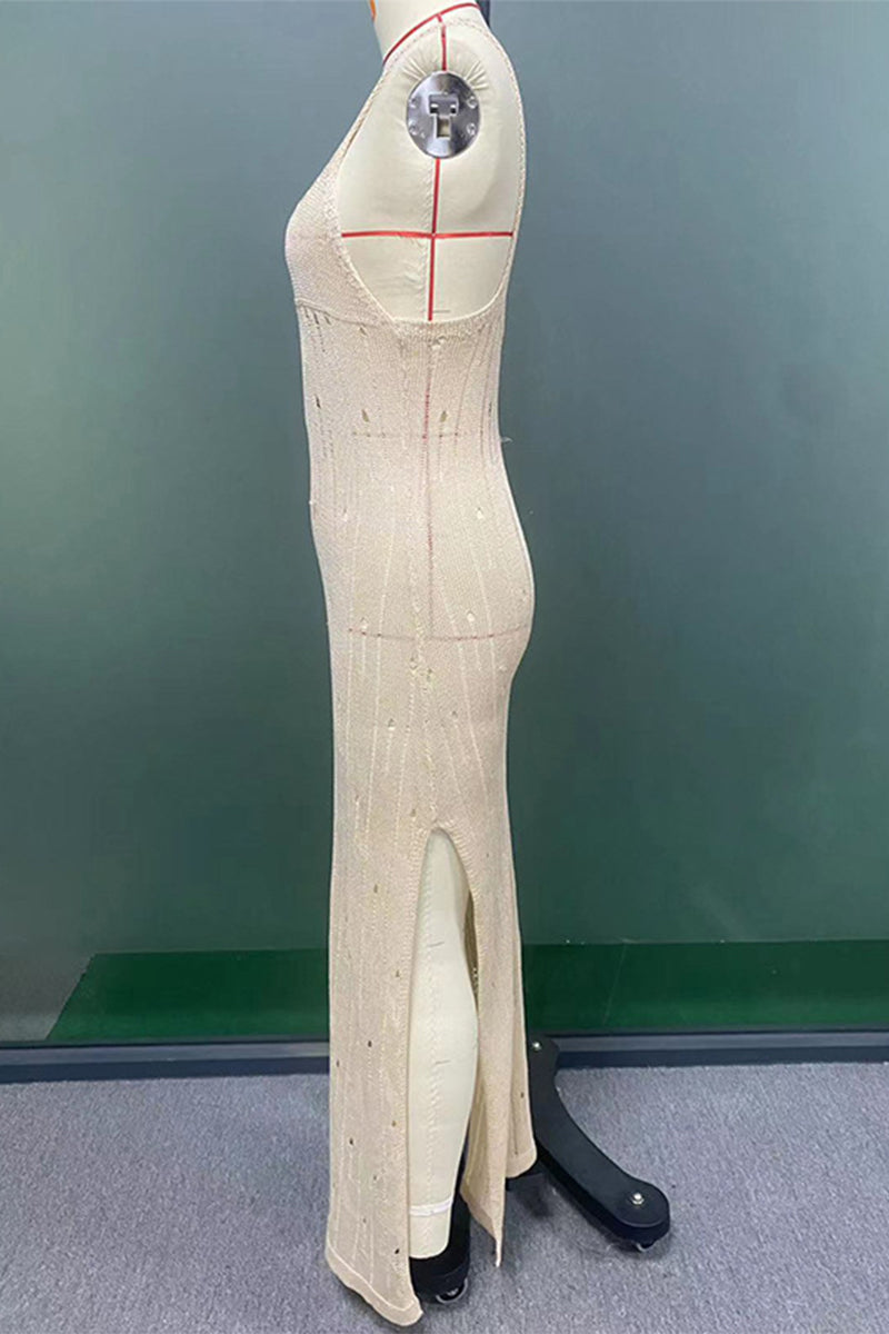 Vacation Slit V Neck Sling Dresses