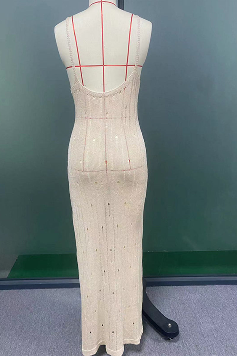 Vacation Slit V Neck Sling Dresses
