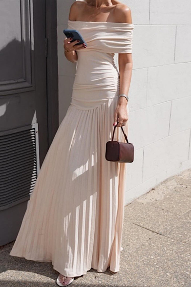 Ruched Off Shoulder Long Dresses