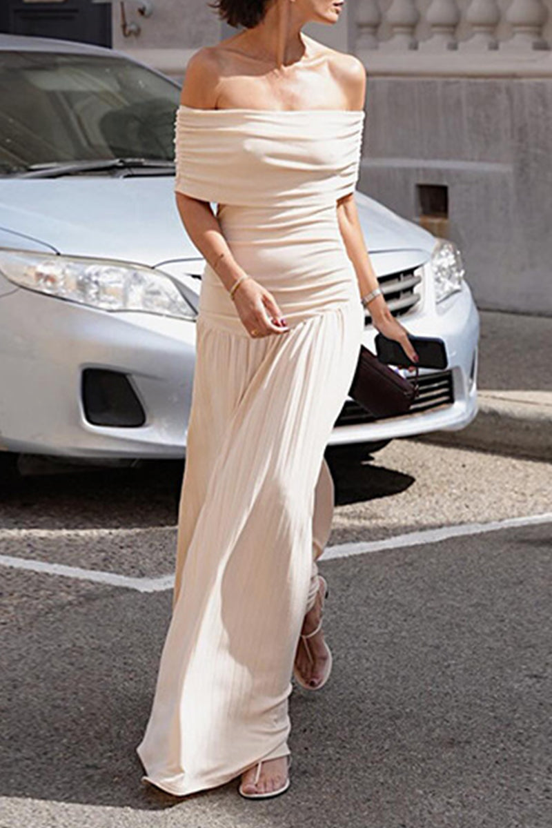 Ruched Off Shoulder Long Dresses
