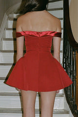 Party Solid Color Backless Off Shoulder A Line Dresses