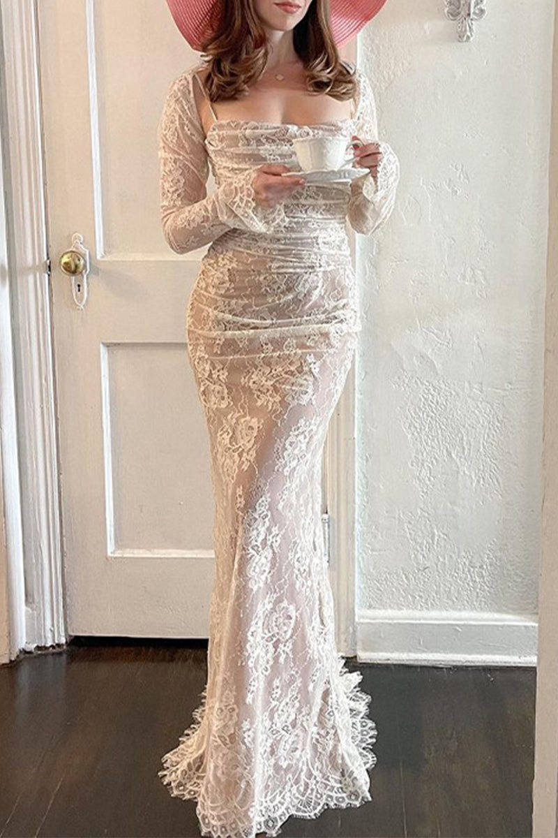 Solid Color Lace Strap Design Sleeveless Two Pieces