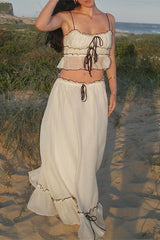 Lace Up U Neck Sleeveless Two Pieces