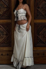 Lace Up U Neck Sleeveless Two Pieces
