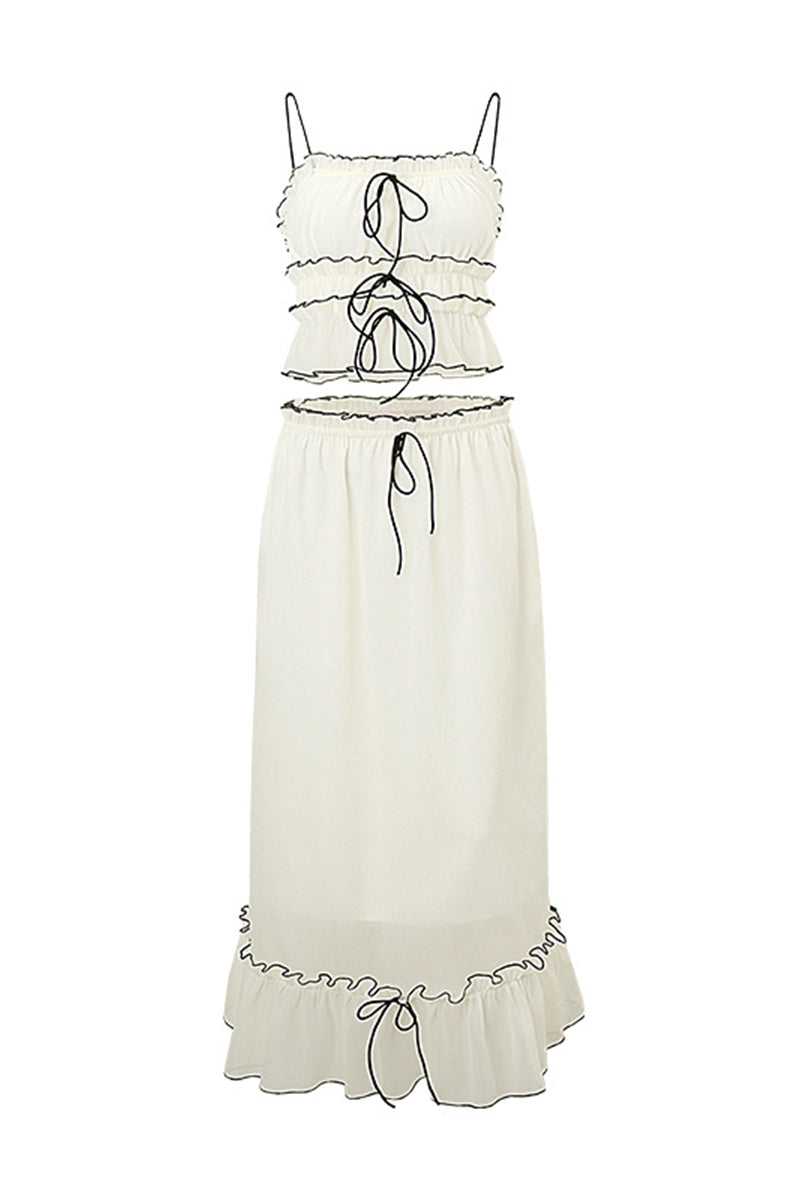 Lace Up U Neck Sleeveless Two Pieces