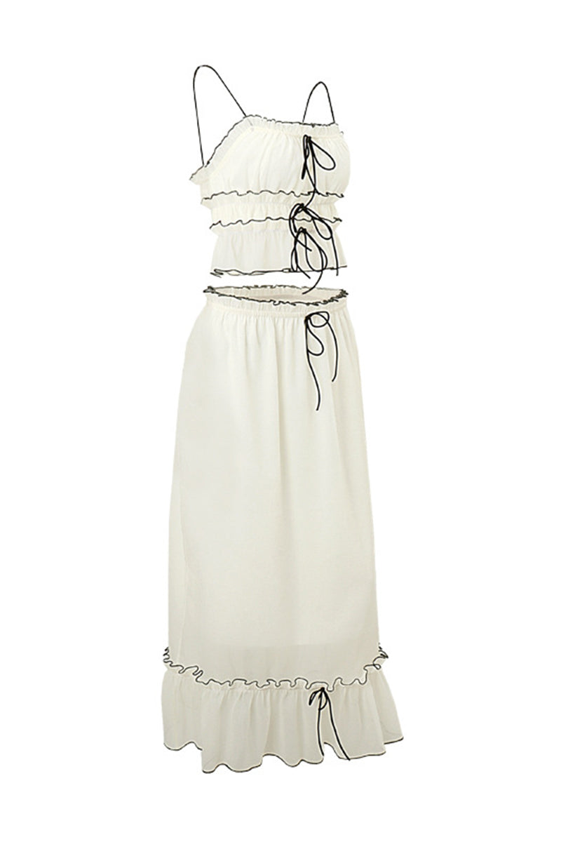 Lace Up U Neck Sleeveless Two Pieces