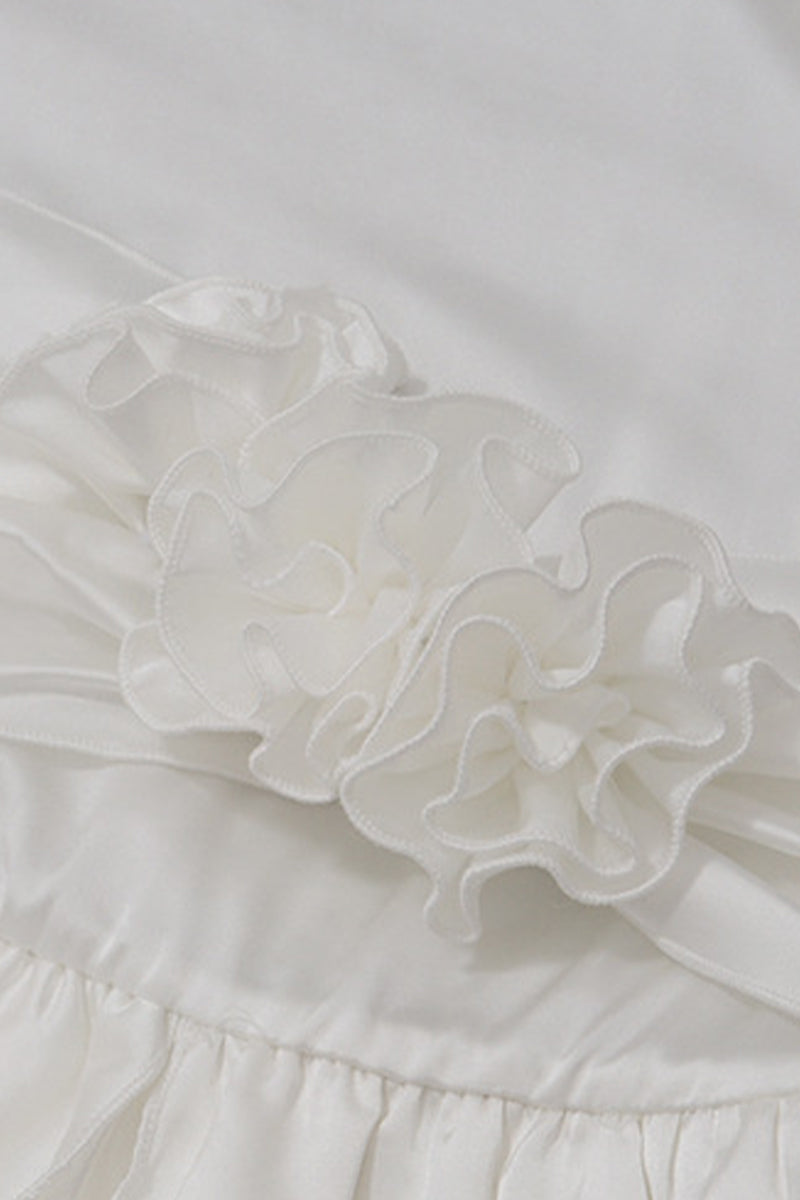 Backless Flounce Flower Shape Halter A Line Dresses