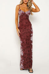 Flowers Patchwork Contrast V Neck One Step Skirt Dresses
