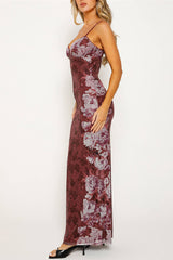 Flowers Patchwork Contrast V Neck One Step Skirt Dresses