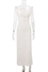 Lace Up Backless V Neck Long Dresses(3 Colors)