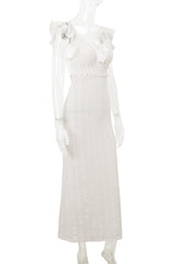 Lace Up Backless V Neck Long Dresses(3 Colors)