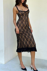 Solid Color Mesh V Neck One Step Skirt Dresses