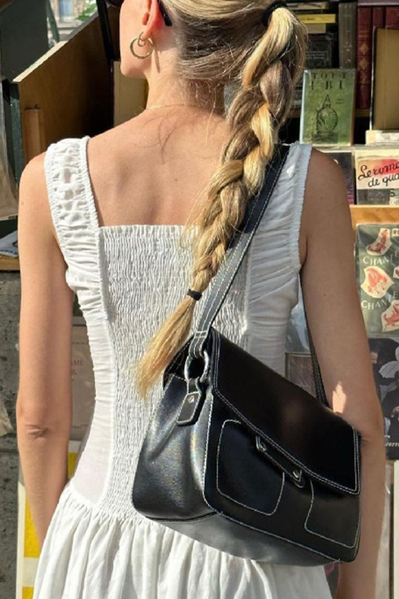 Casual Solid Color Ruched Square Neck Long Dresses