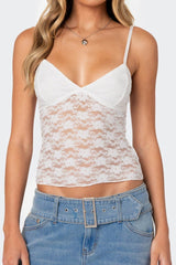 Solid Color Lace V Neck Tops