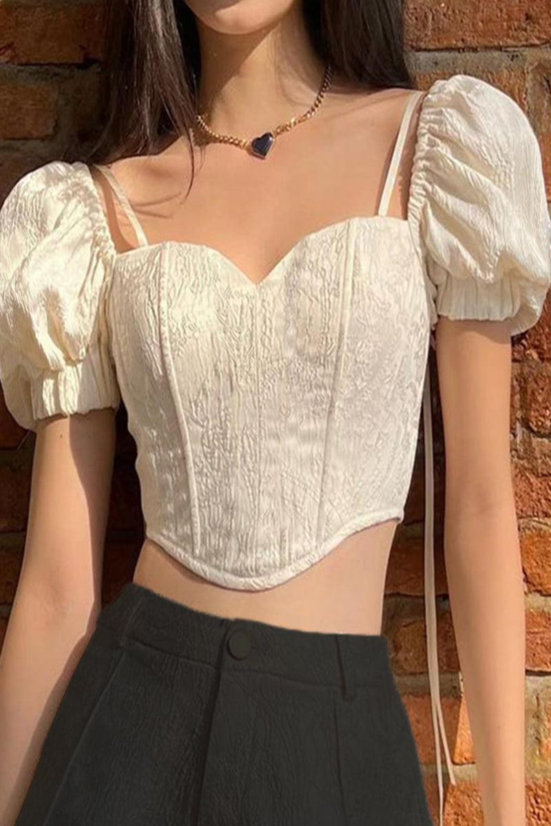 Solid Color Lace Up V Neck T-Shirts