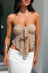 Solid Color Lace Strap Design Strapless Tops