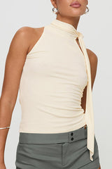 Casual Solid Color Lace Up Turtleneck Tops