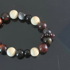 Obsidian, Red Jasper, and White Jade Bracelet — Healing Crystal Bracelet, Symbolizing Protection