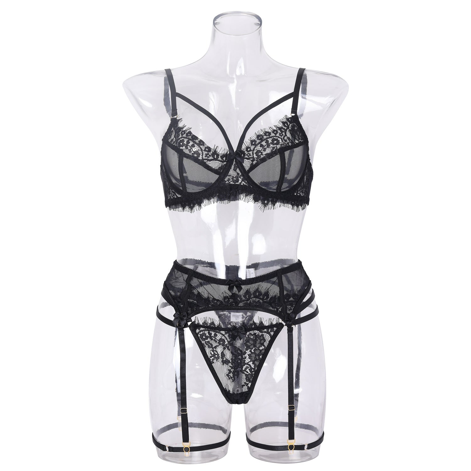 Mesh Stitching Lace Garter Lingerie Fun Suit