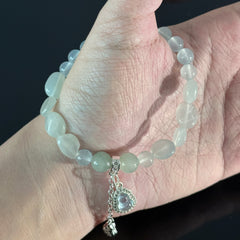 Handcrafted Aquamarine & Blue Chalcedony Crystal Bracelet — Jewelry for Serenity, Clarity, and Healing