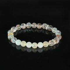 Golden Rutilated Quartz & White Jade Bracelet for Leo