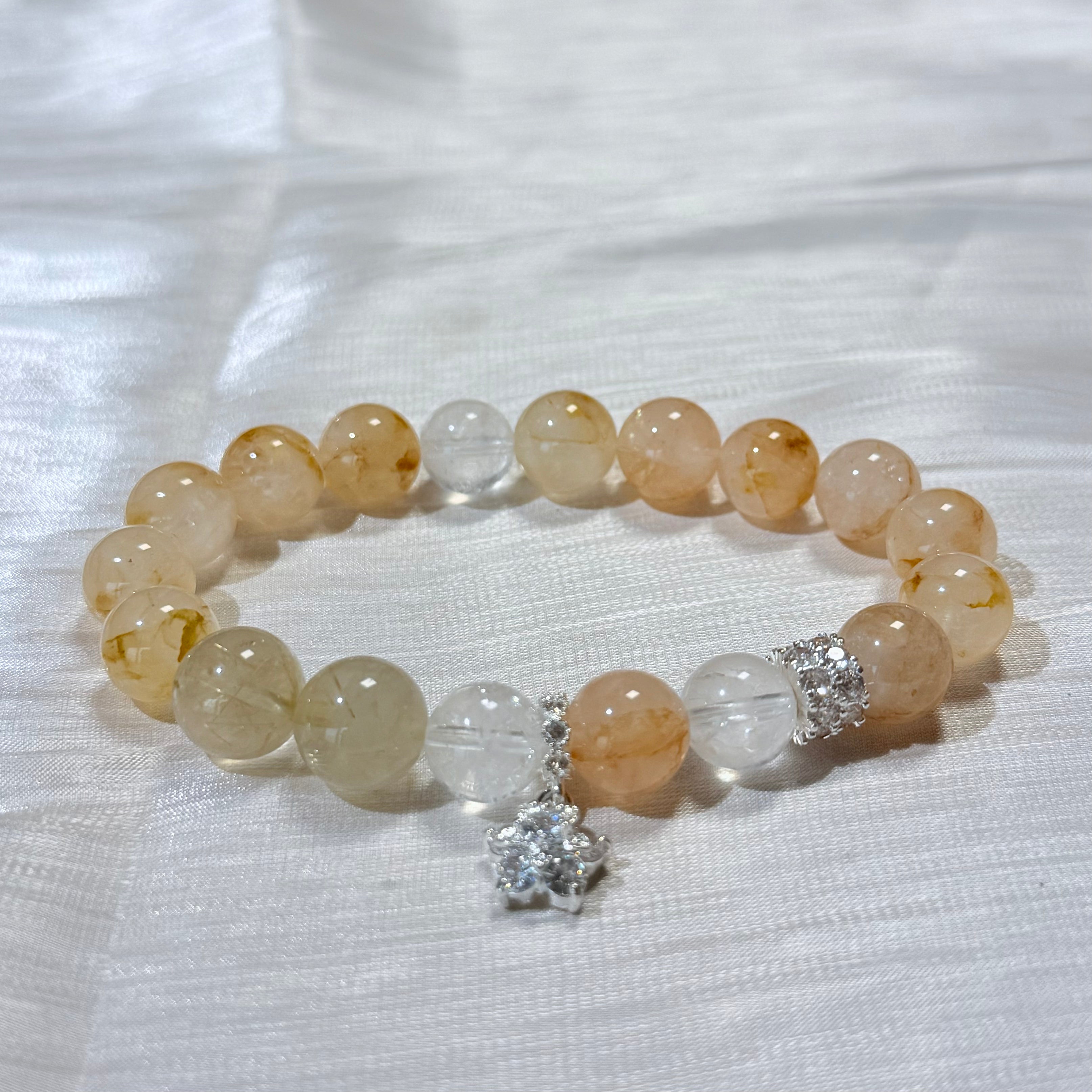 Golden Rutilated Quartz & Clear Quartz Bracelet