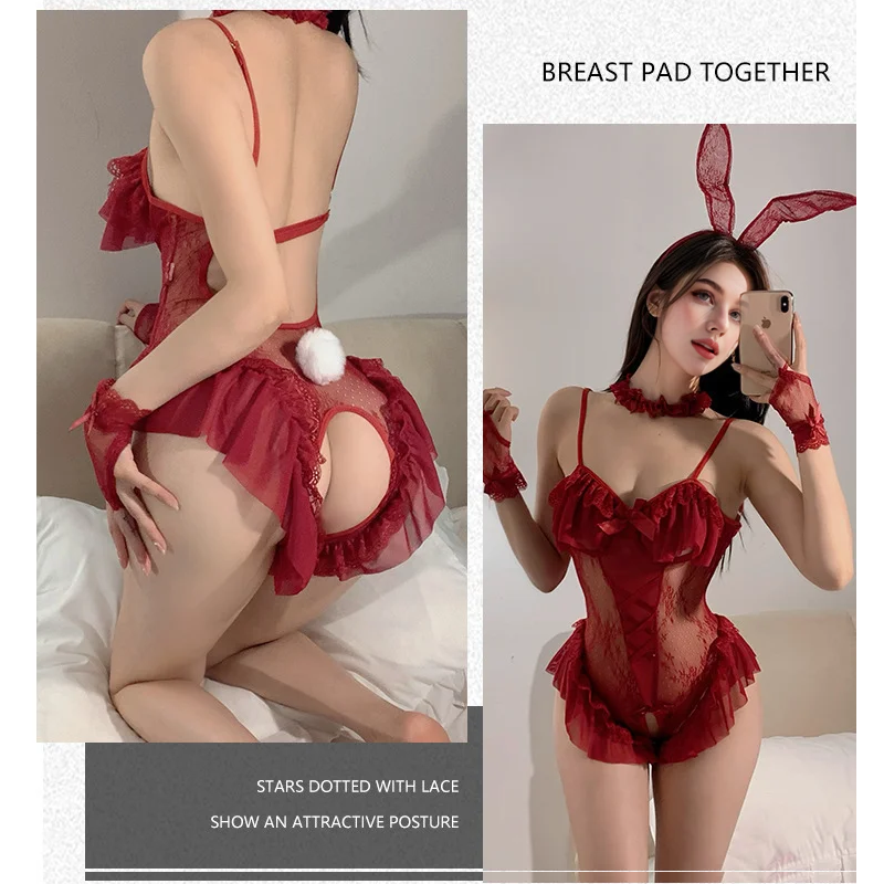 Bunny Girl Uniform Backless Lace Open Crotch Bodysuit
