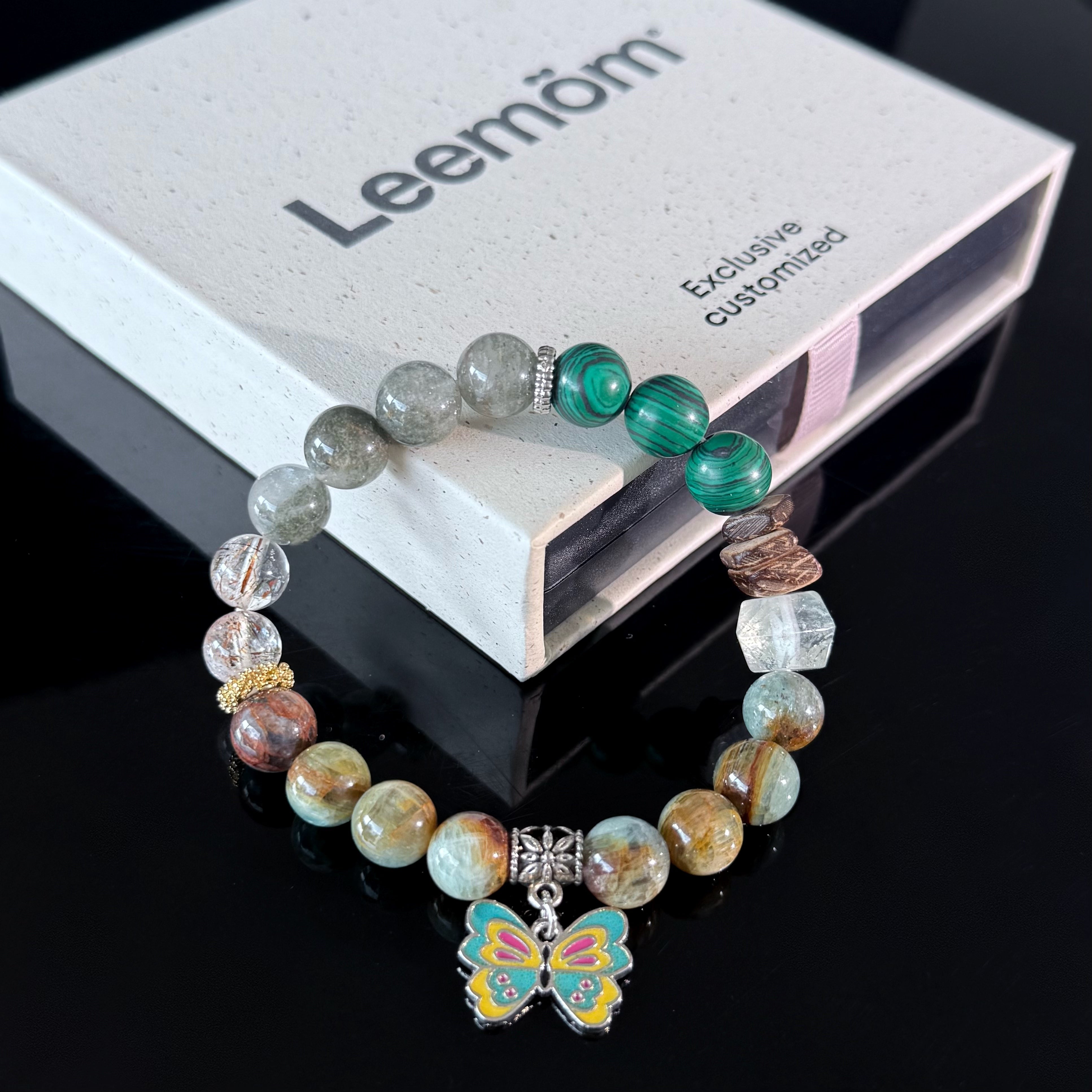 Malachite & Moss Agate Butterfly Bracelet