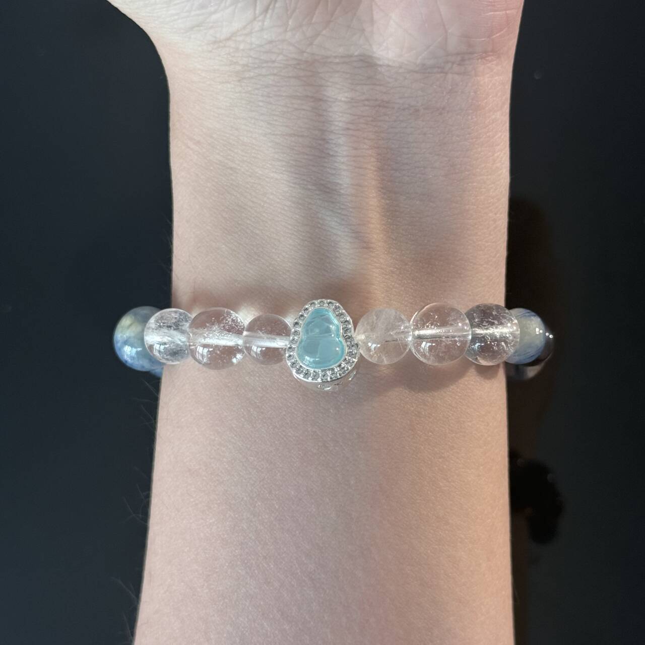 Handcrafted Aquamarine and Clear Quartz Bracelet — A Healing Bracelet for Inner Peace and Mental Clarity