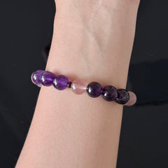 Amethyst, Lavender Quartz & Clear Quartz Crystal Bracelet