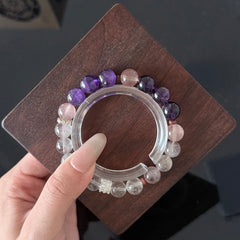 Amethyst, Lavender Quartz & Clear Quartz Crystal Bracelet