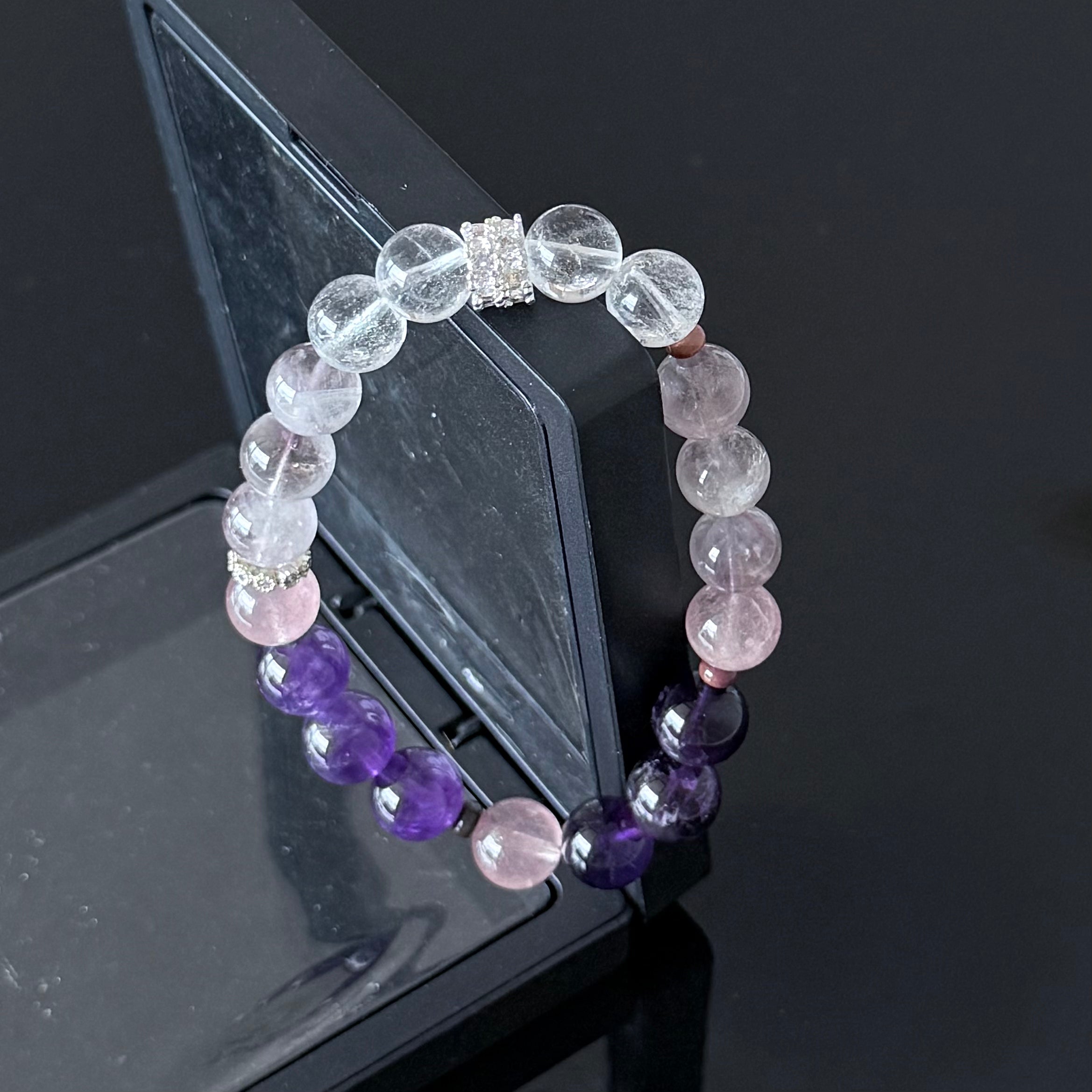 Amethyst, Lavender Quartz & Clear Quartz Crystal Bracelet