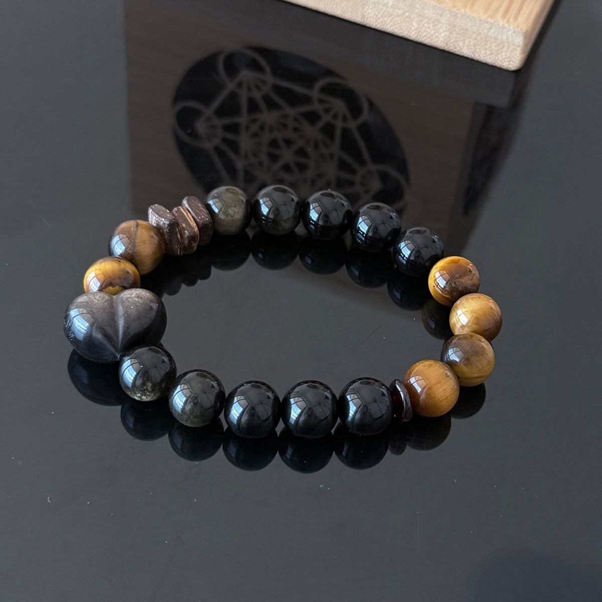 Black Obsidian & Tiger’s Eye Protection Bracelet
