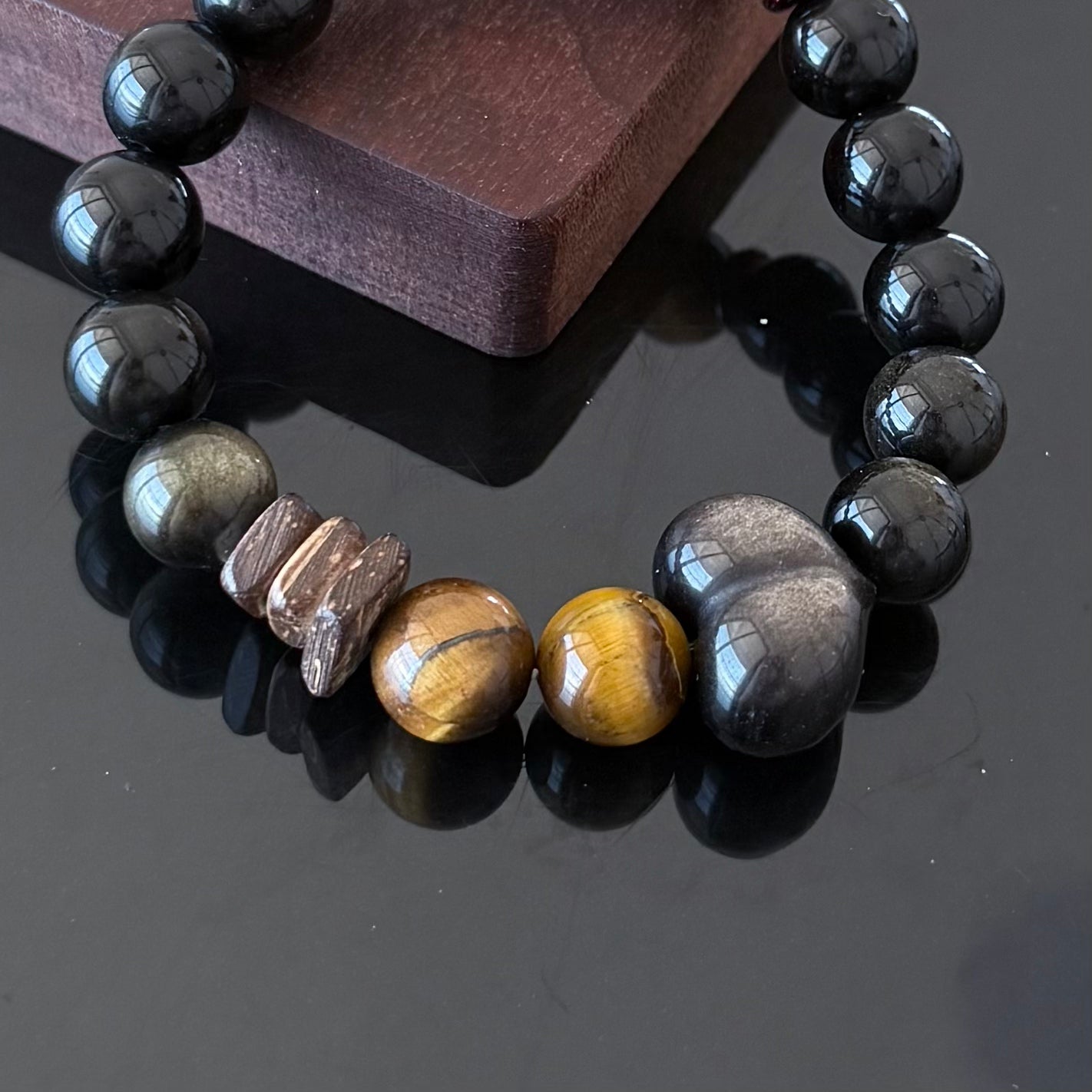 Black Obsidian & Tiger’s Eye Protection Bracelet