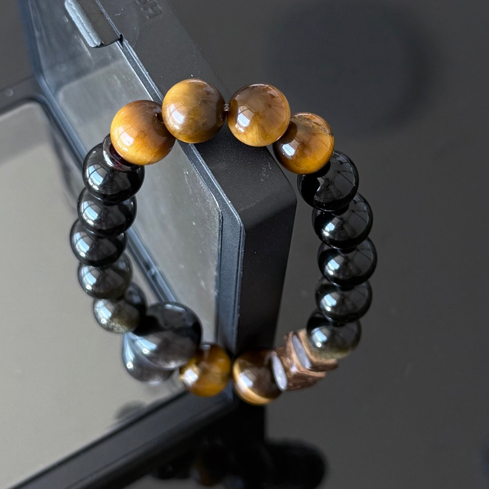 Black Obsidian & Tiger’s Eye Protection Bracelet