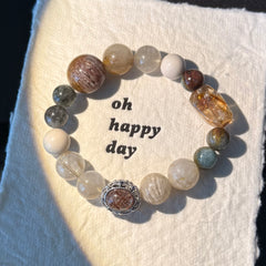 Natural Golden Rutilated Quartz & Citrine Crystal Bracelet