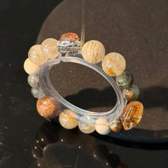 Natural Golden Rutilated Quartz & Citrine Crystal Bracelet