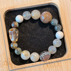 Natural Golden Rutilated Quartz & Citrine Crystal Bracelet