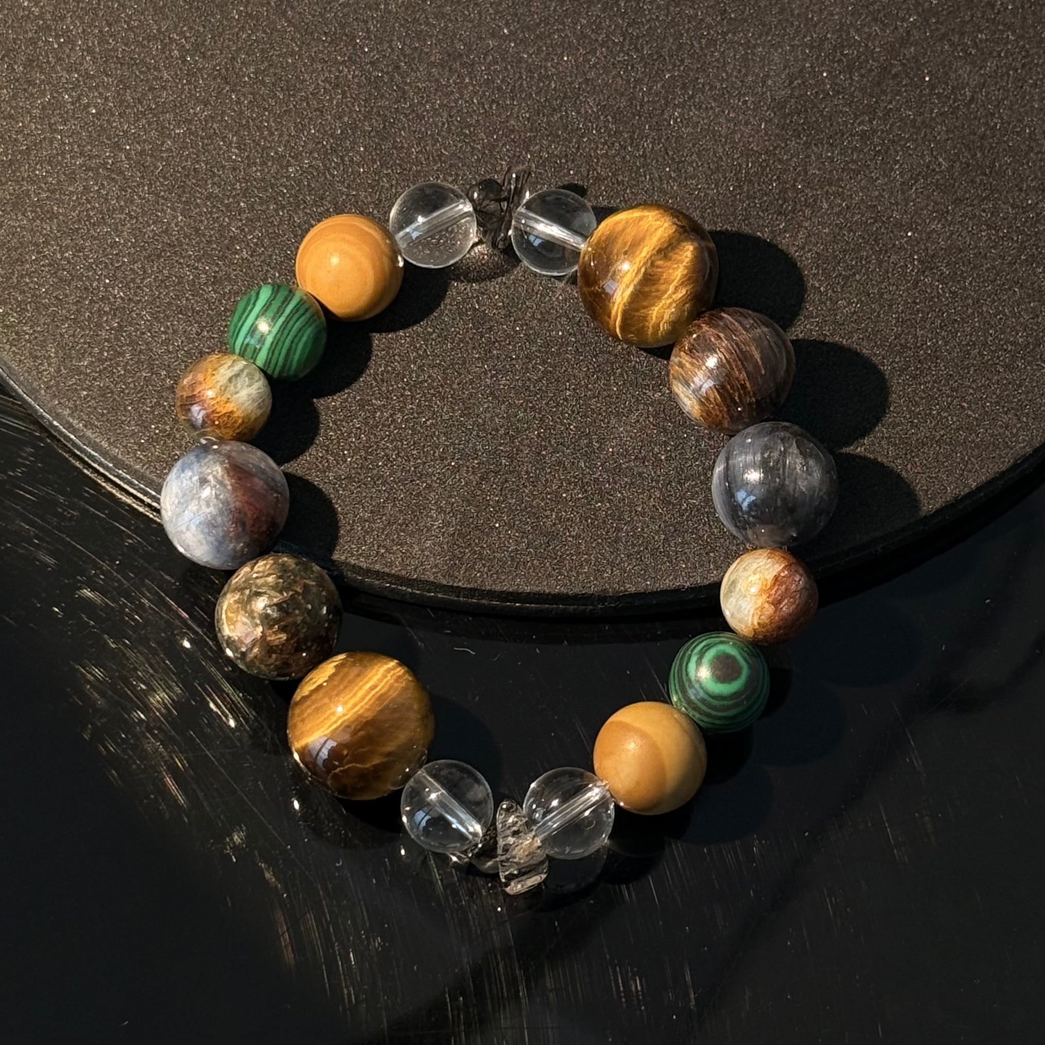 Natural Tiger’s Eye & Malachite Crystal Bracelet