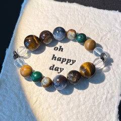 Natural Tiger’s Eye & Malachite Crystal Bracelet