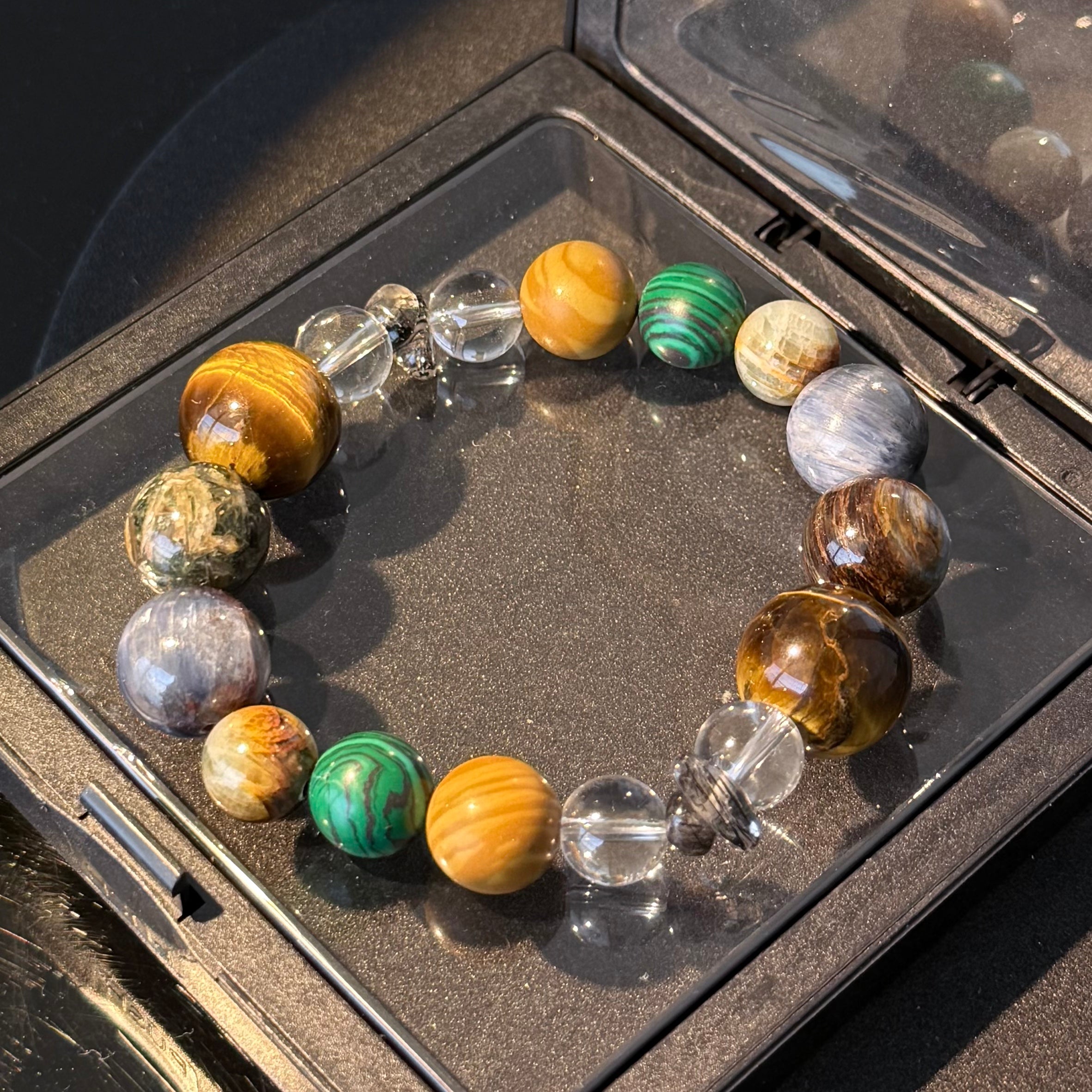 Natural Tiger’s Eye & Malachite Crystal Bracelet