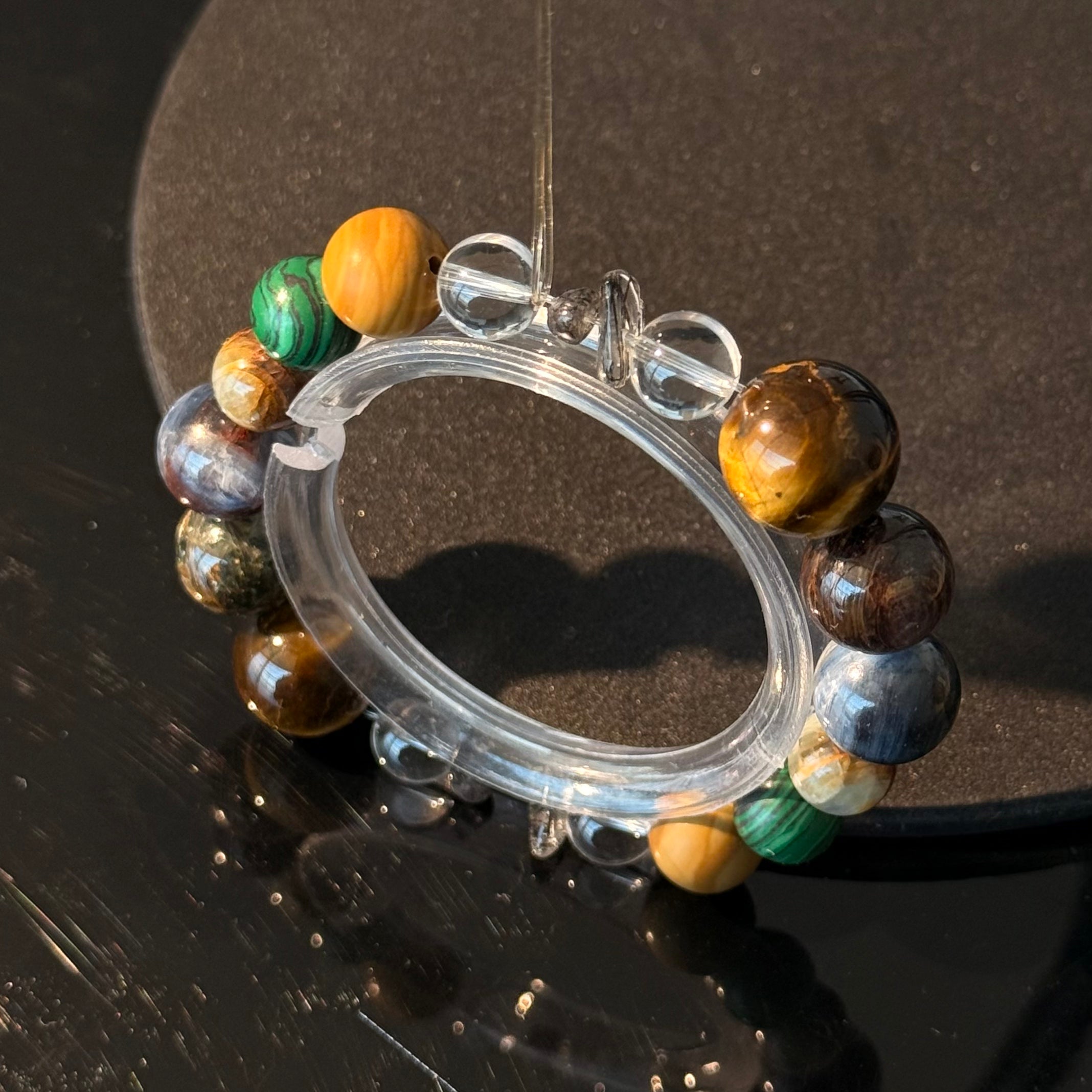 Natural Tiger’s Eye & Malachite Crystal Bracelet