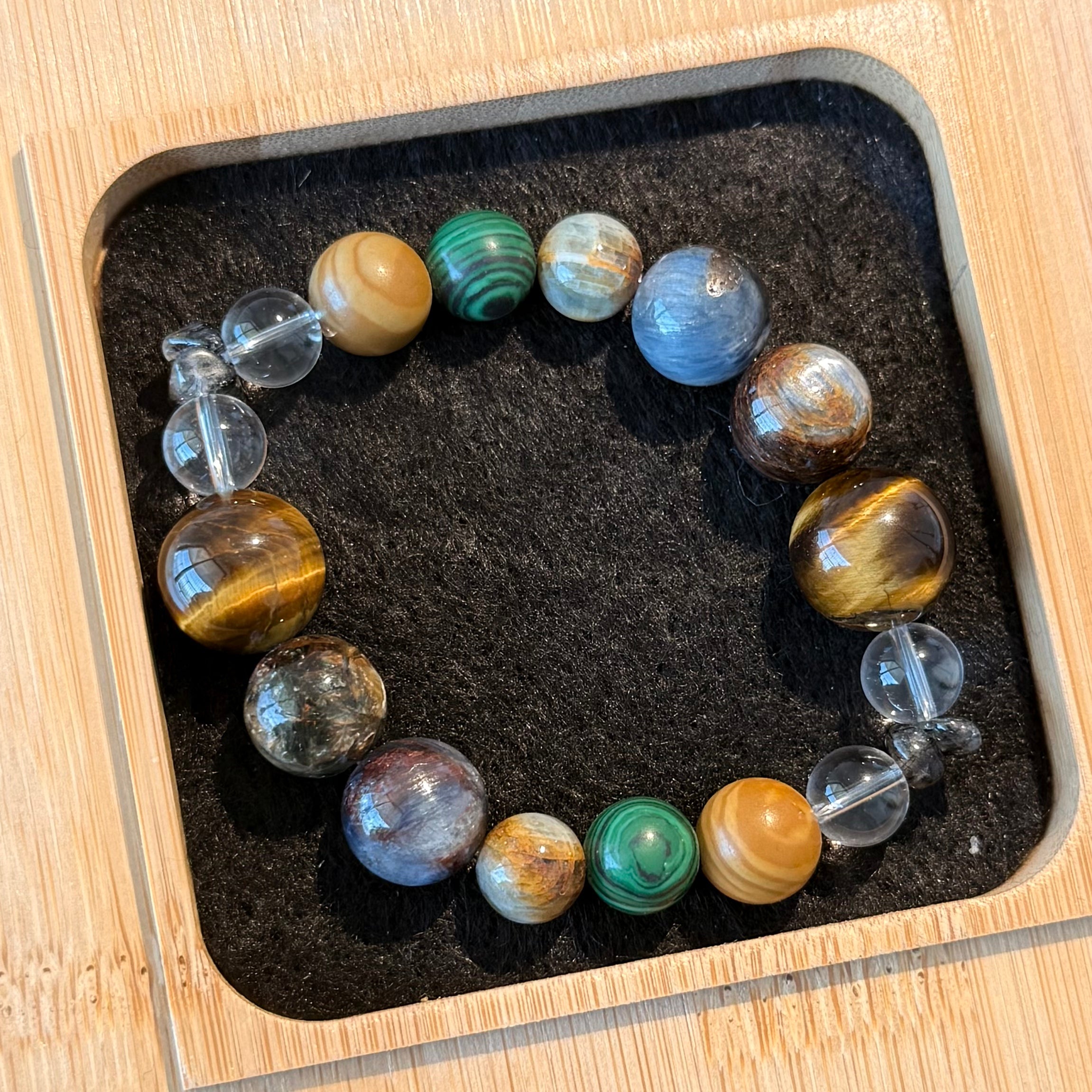 Natural Tiger’s Eye & Malachite Crystal Bracelet