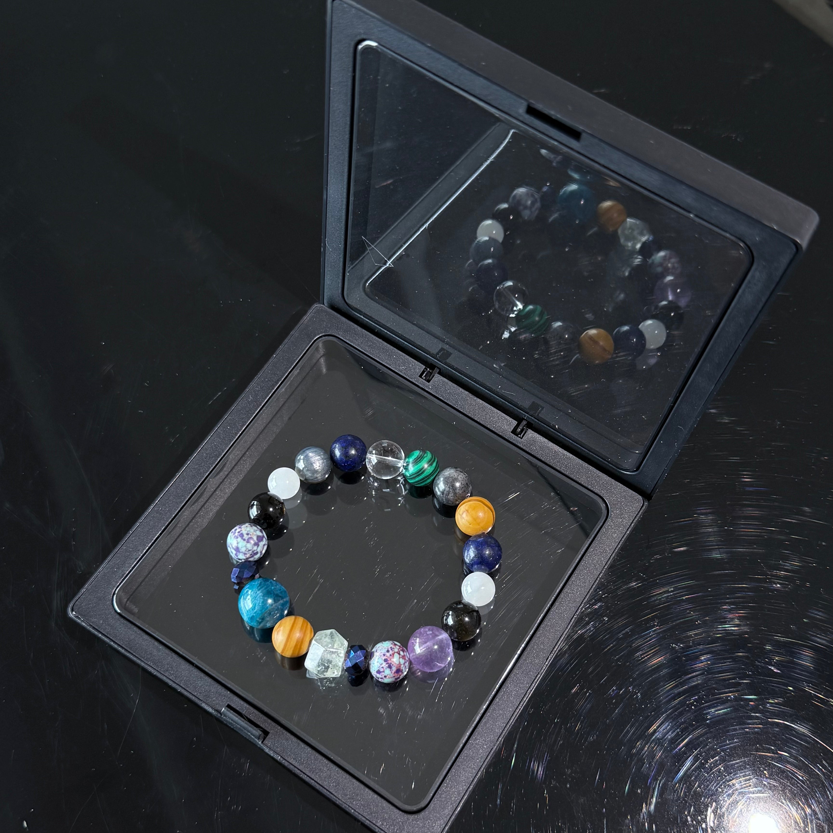 Amethyst, Lapis Lazuli, Tiger’s Eye & Clear Quartz Beaded Bracelet