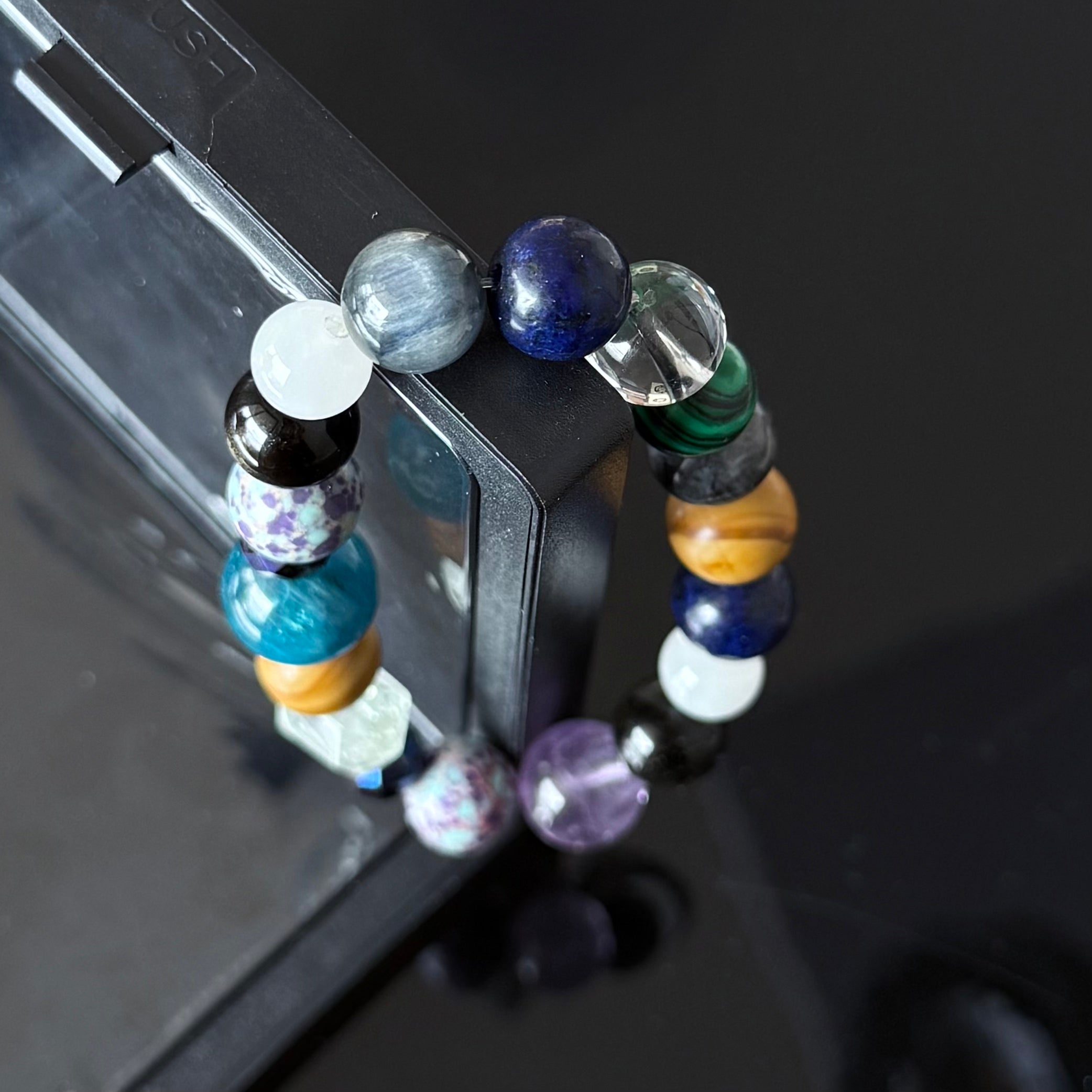 Amethyst, Lapis Lazuli, Tiger’s Eye & Clear Quartz Beaded Bracelet