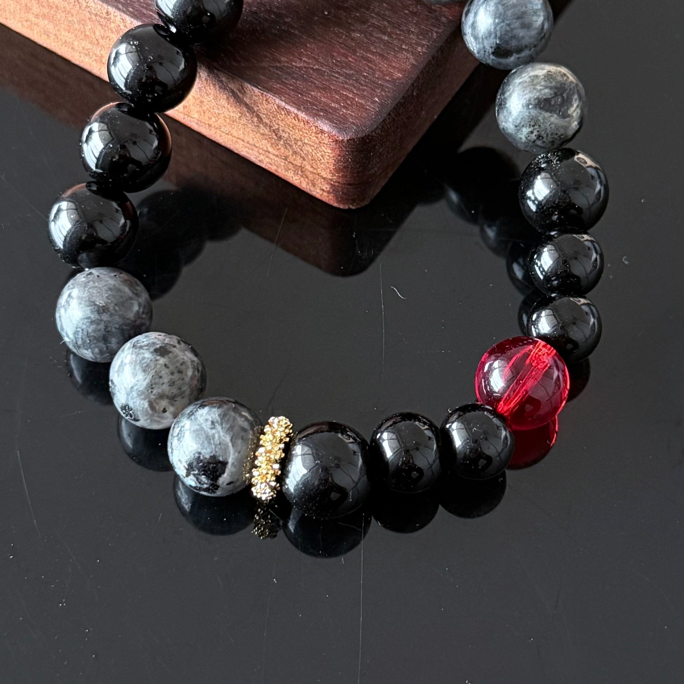 Aries Zodiac Crystal Bracelet – Black Obsidian, Tiger’s Eye & Red Energy Stone Protection Bracelet