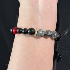 Aries Zodiac Crystal Bracelet – Black Obsidian, Tiger’s Eye & Red Energy Stone Protection Bracelet