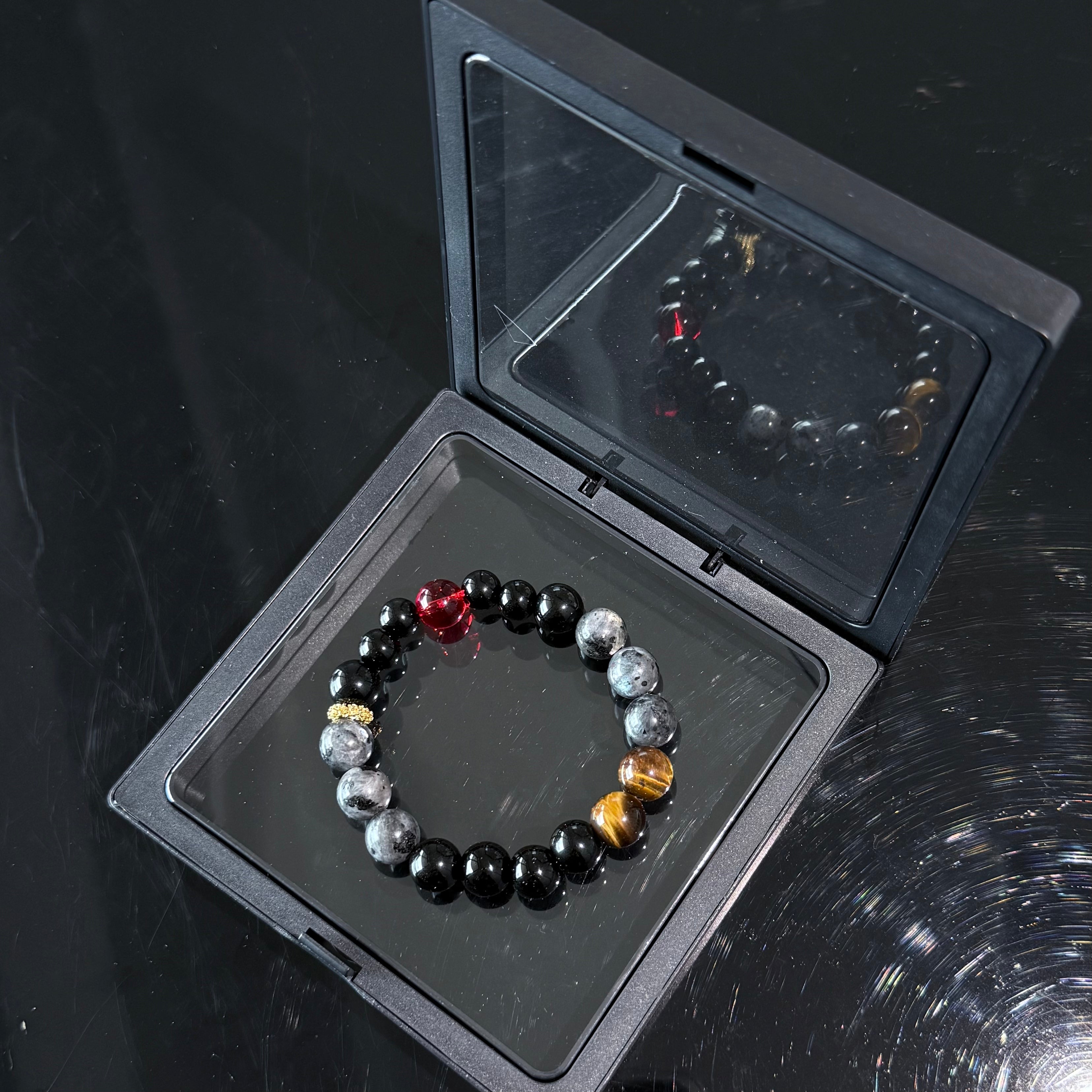 Aries Zodiac Crystal Bracelet – Black Obsidian, Tiger’s Eye & Red Energy Stone Protection Bracelet